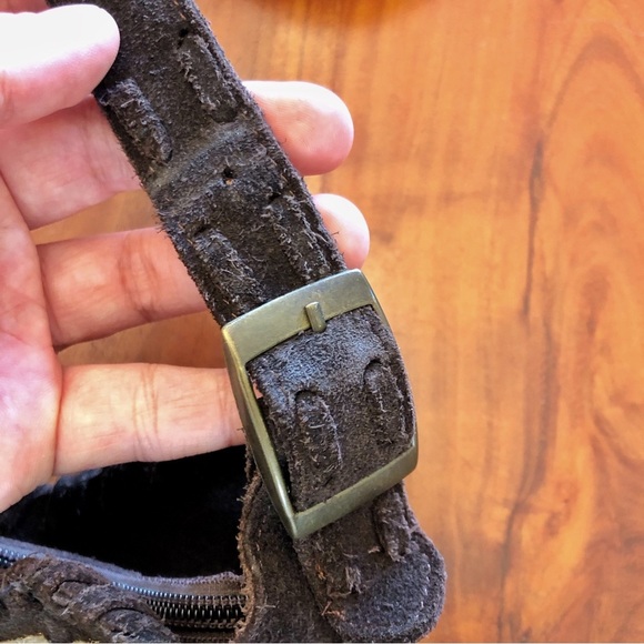 Lollipops Genuine Leather Suede Minimalist Neutral Tone Brown Roomy Shoulder Bag - Picture 8 of 16